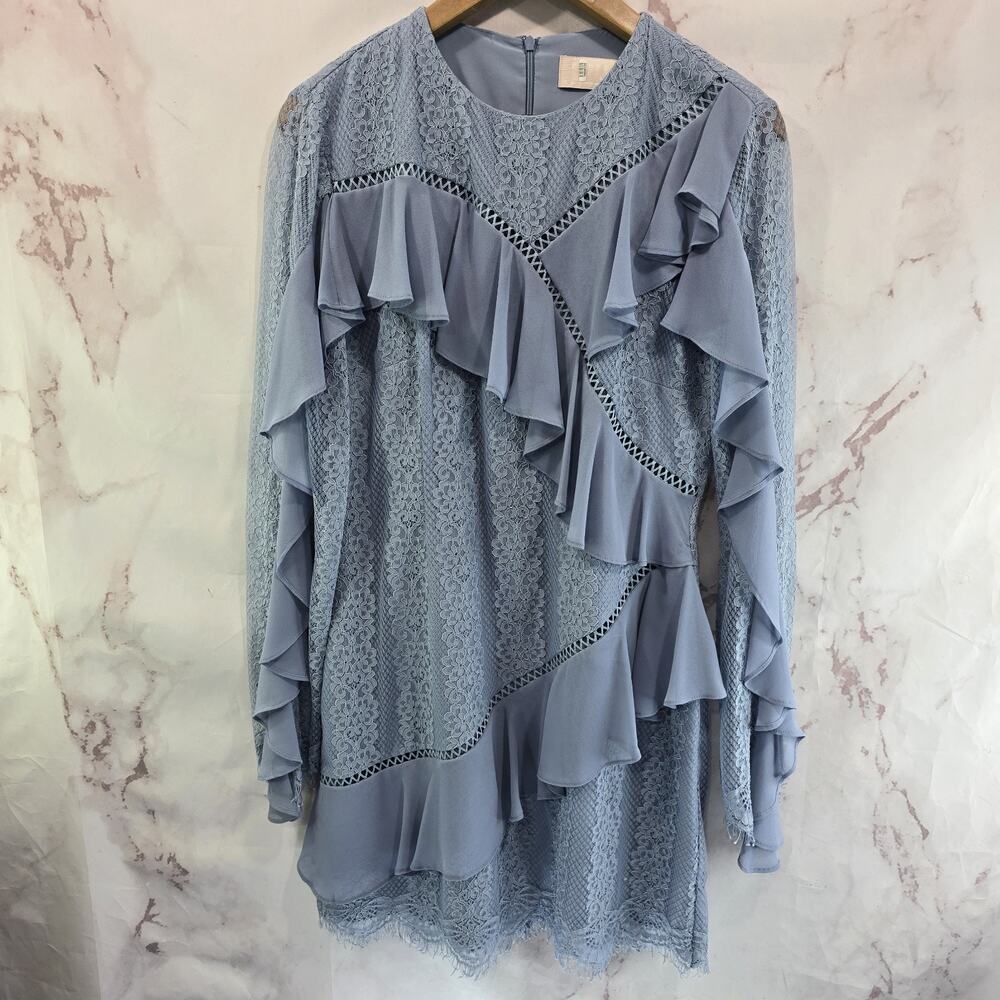 Keepsake The Label Dress Women Large Light Blue Lace Coquette Ruffle Better Days